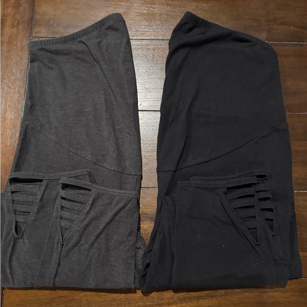 Maternity Leggings - Black & Gray Set